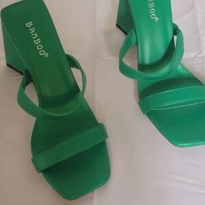 BAMBOO Vibrant Green Heeled Sandals